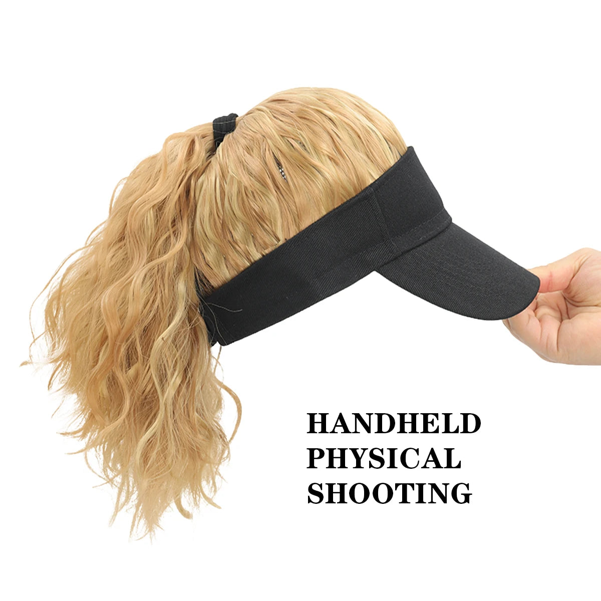 Adjustable Women’s Baseball Hat Wig with Curly Ponytail